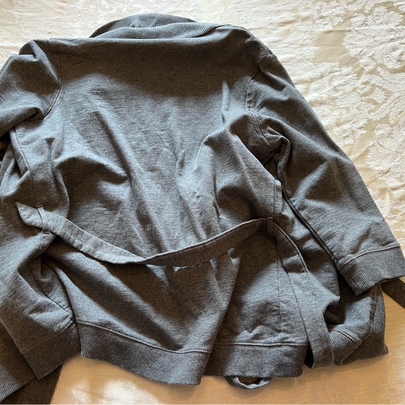 Women’s LOFT Gray Open Cardigan Sweatshirt Cotton - Picture 2 of 4